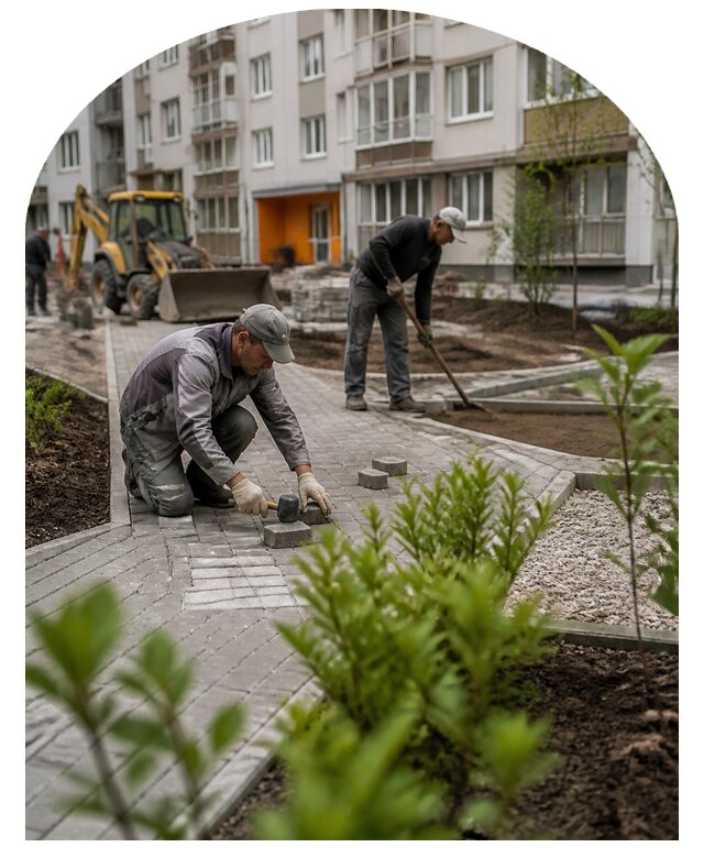 Благоустройство двора многоквартирного дома в Перми